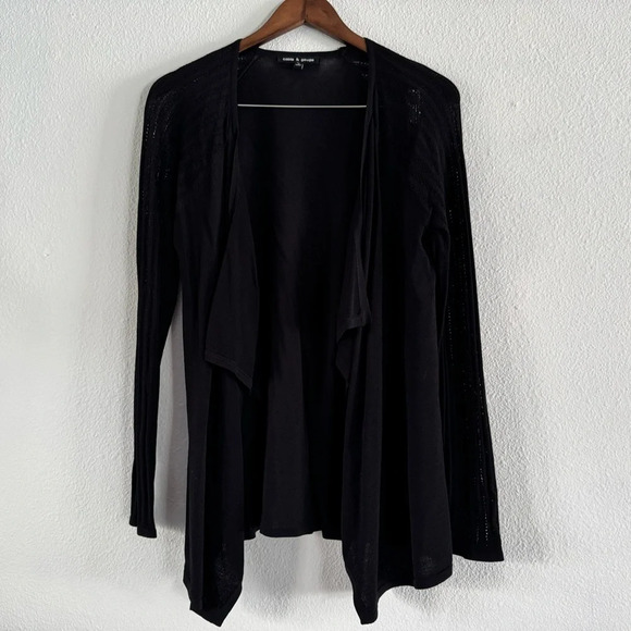 Drape Collar Staple Cardigan Sweater Layering Open Knit Open Front Medium - Picture 5 of 10